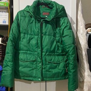Ella Bee Green Hooded Puffer Jacket L